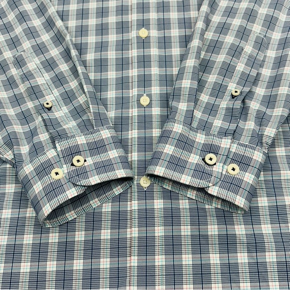 UnTuckIt Men’s size XXL Berklin Blue & White Plaid Ling Sleeve Button Down Shirt - Picture 11 of 14